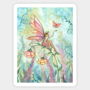 Free Fairy and Butterfly Art Watercolor Illustration Sticker